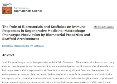 Biyomalzeme Merkezimiz yeni makalesini yayınladı